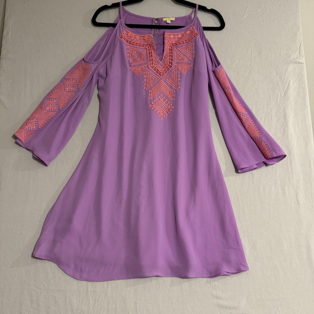 Gianni Bini Purple Knee Length Embroidered Dress Women's S Fairycore Summer